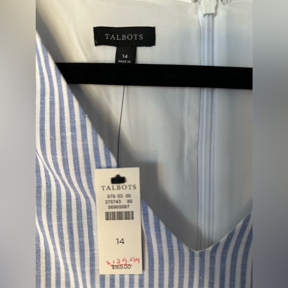 Talbots Blue and White Striped Midi Dress - Picture 2 of 10